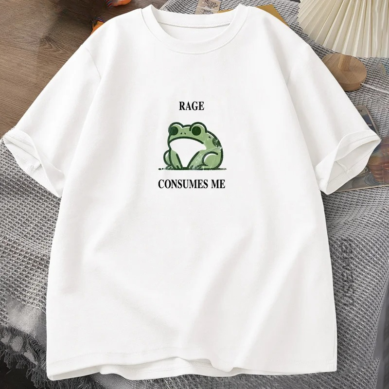 Vintage Fashion T Shirts - 怒りが私を焼き尽くす カエル ヴィンテージ Tシャツ メンズ レディース