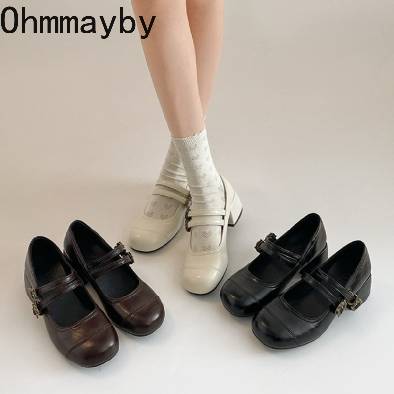 Vintage Fashion Online - ヴィンテージ厚底メリージェーンシューズ ファッションメタルバックルストラップシューズ レディース アウトドア エレガントドレスパンプス 2026年春新作