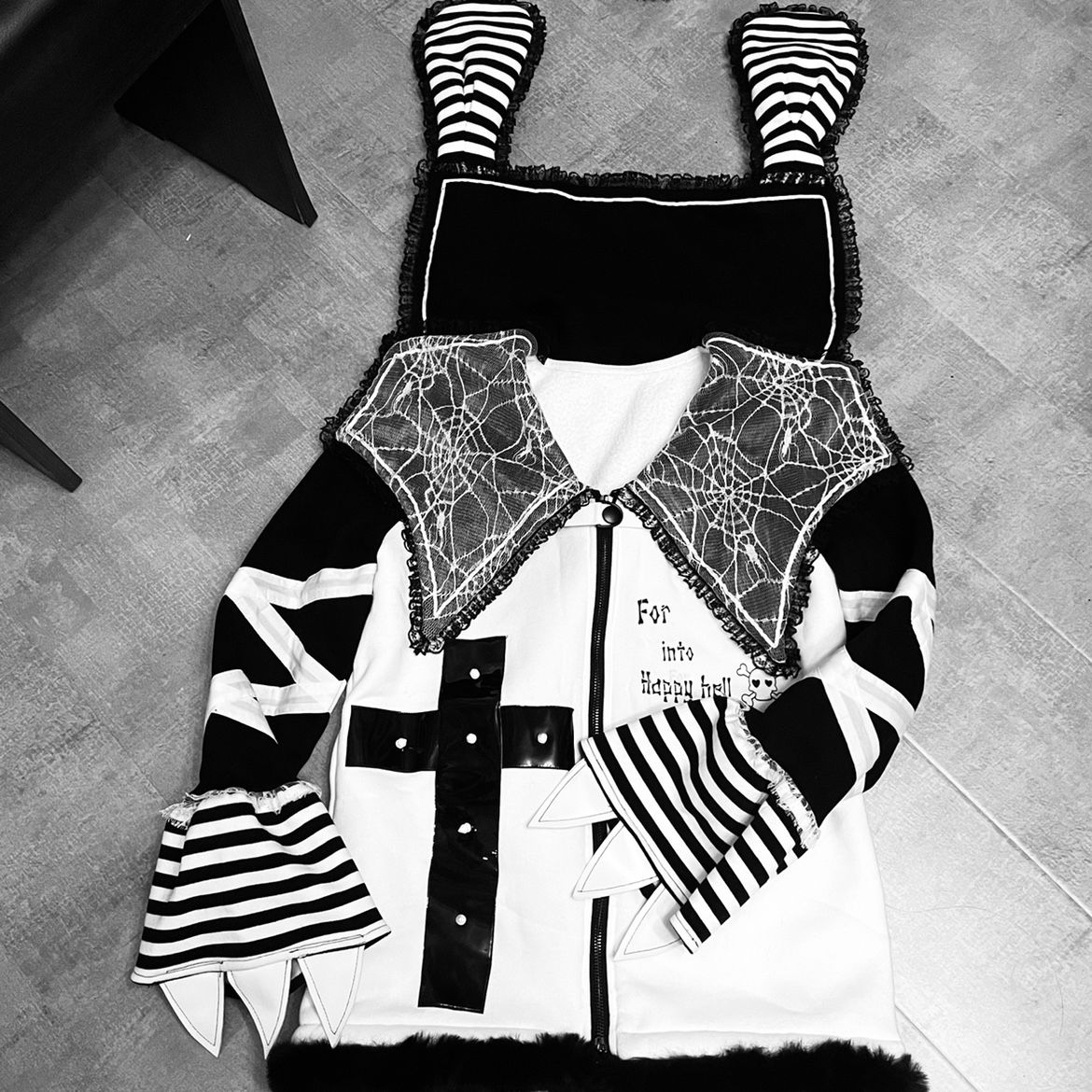 Vintage Fashion Y2K - Y2K秋冬サブカルチャーヴィンテージホットガールコート レディース ハラジュク パンクカーディガン ファッションストライプスリーブ フェイクツーピースジャケット