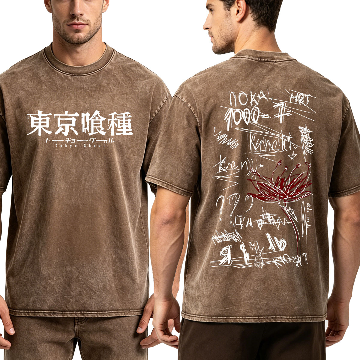 Vintage Ken Fashion - ヴィンテージウォッシュ加工 アニメ 東京喰種 ケン・カネキ Tシャツ メンズ