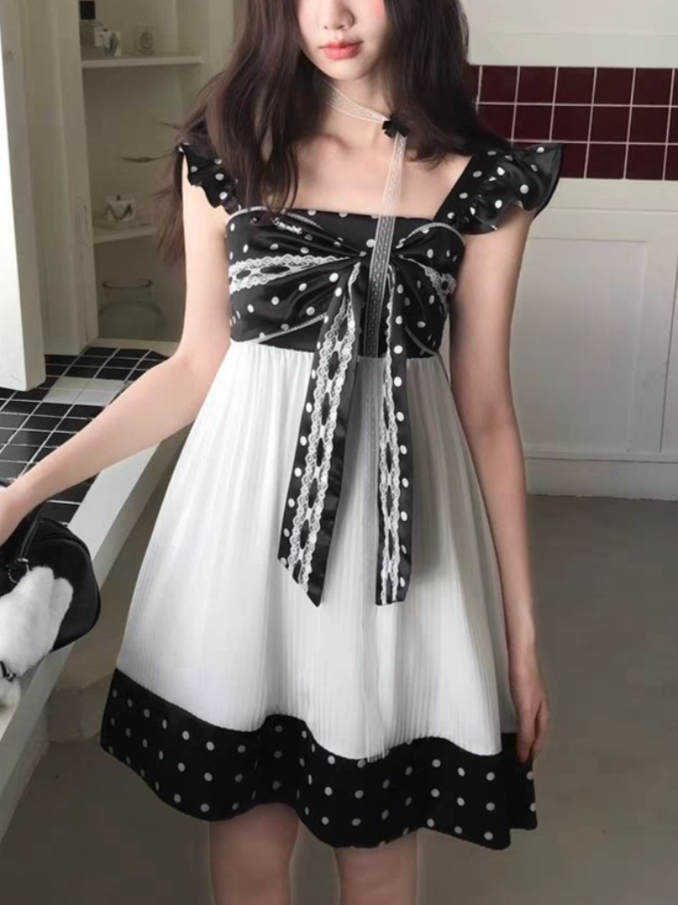 Vintage Fashion Retro Outfit - 日本のヴィンテージ甘いリボンデザインミニドレス女性シックな Y2k 半袖素敵なドレス原宿ファッションカジュアルレトロ衣装 2026