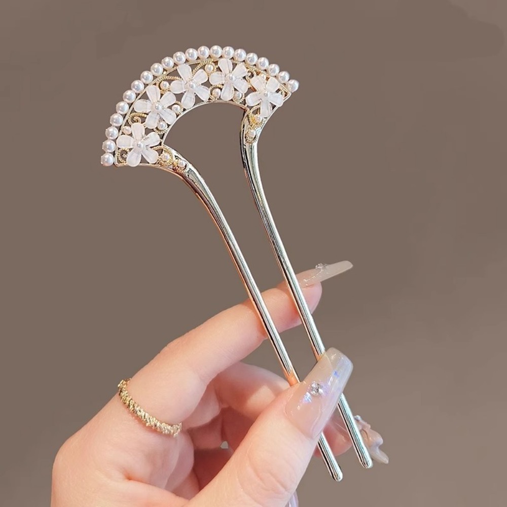 Vintage Fashion Online - 1pc 絶妙なファッションエレガントなヴィンテージパール U ピンヘアアクセサリーとコラムかぶと卸売レトロヘアピンヘアジュエリー