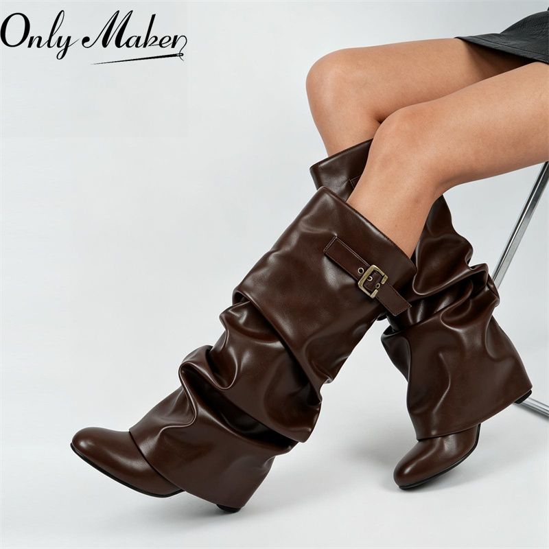 Onlymaker ブラウンのフェイクレザーを使用した、ゆっ - Vintage Fashion Style のレビューと価格