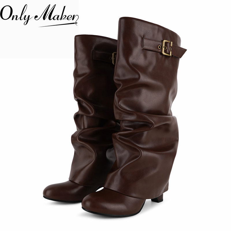 Onlymaker ブラウンのフェイクレザーを使用した、ゆっ - Vintage Fashion Style のレビューと価格