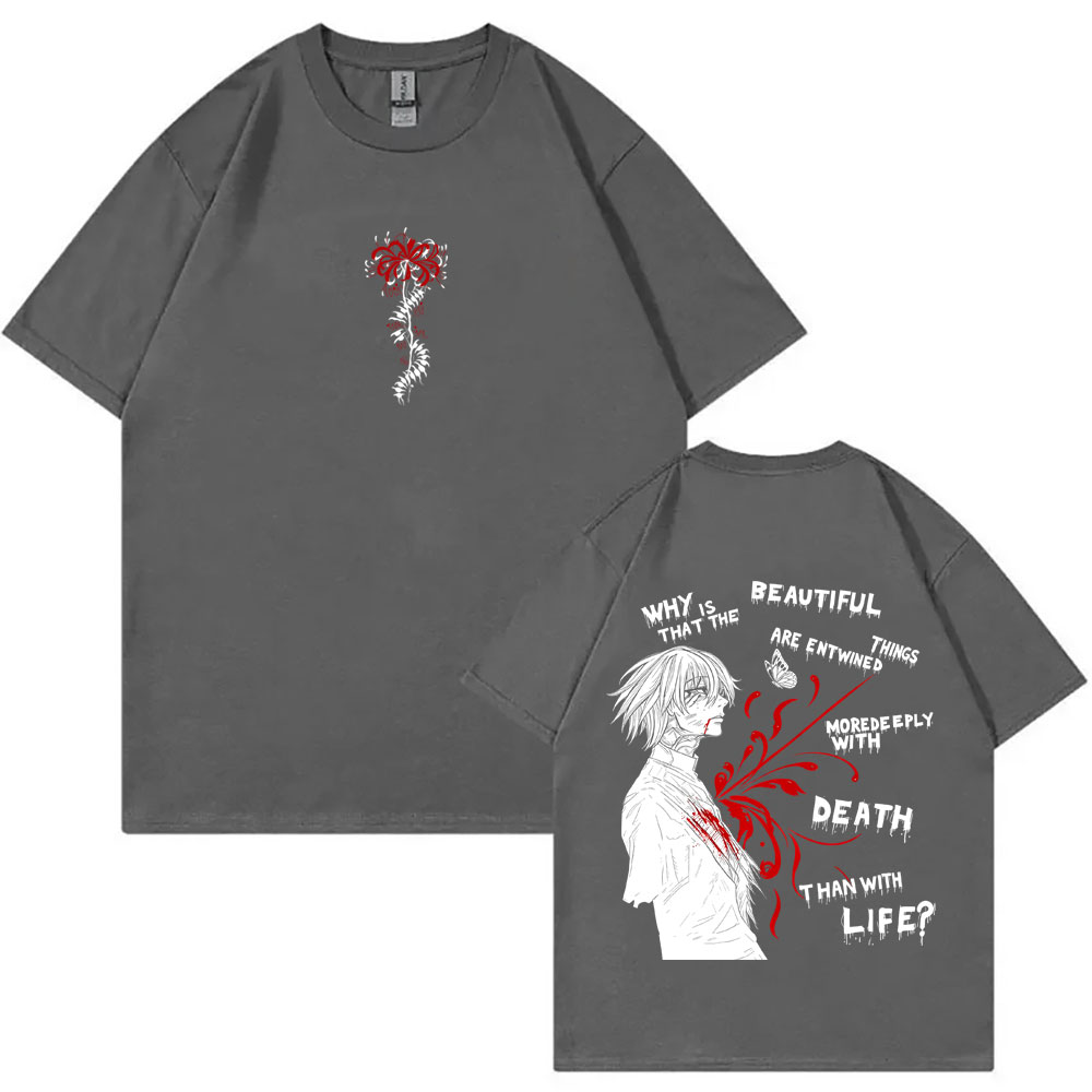 アニメ「東京喰種」のスパイダーリリーTシャツ。ユニセックス、 - Vintage Ken Fashion のレビューと価格