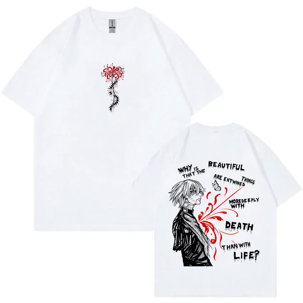 アニメ「東京喰種」のスパイダーリリーTシャツ。ユニセックス、 - Vintage Ken Fashion のレビューと価格