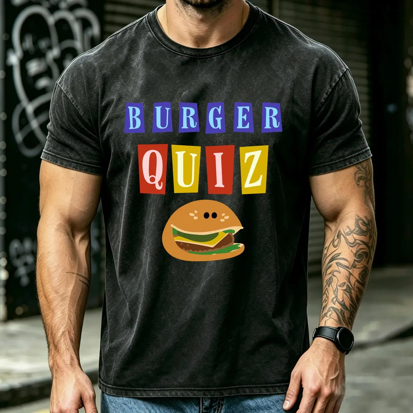洗い加工Tシャツ、バーガークイズ、新ロゴ、クラシックなヴィン - Vintage Fashion Quiz のレビューと価格