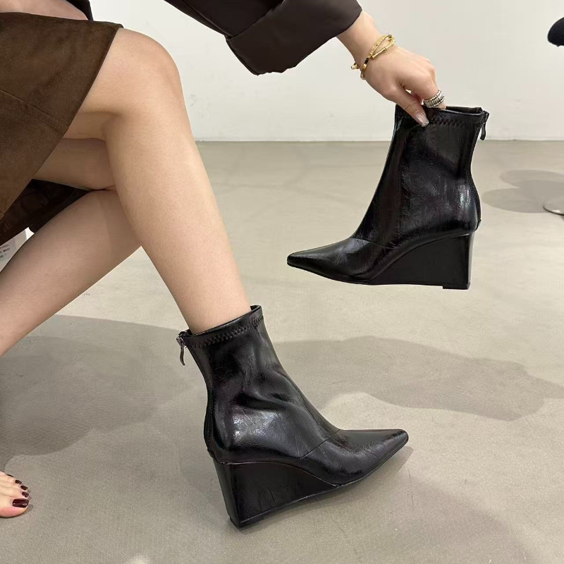 秋冬ヴィンテージウェゲスヒール女性アンクルブーツファッション - Vintage Fashion Online のレビューと価格