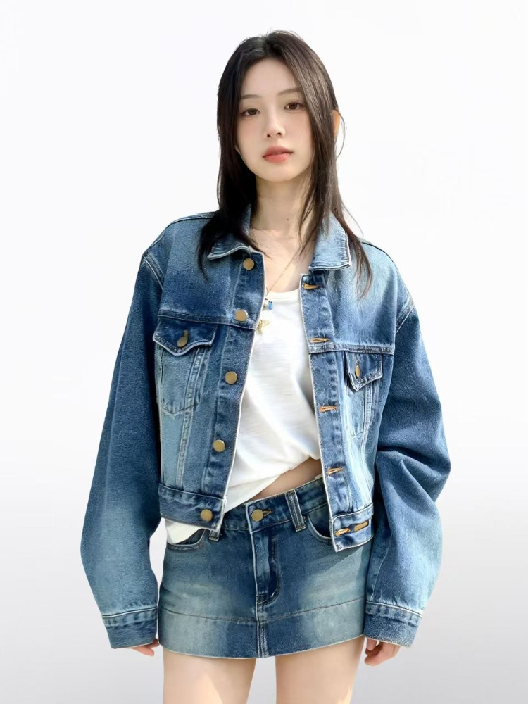 女性用アメリカンヴィンテージ2ピースデニムセット Y2Kデニ - Vintage Fashion Retro Outfit のレビューと価格