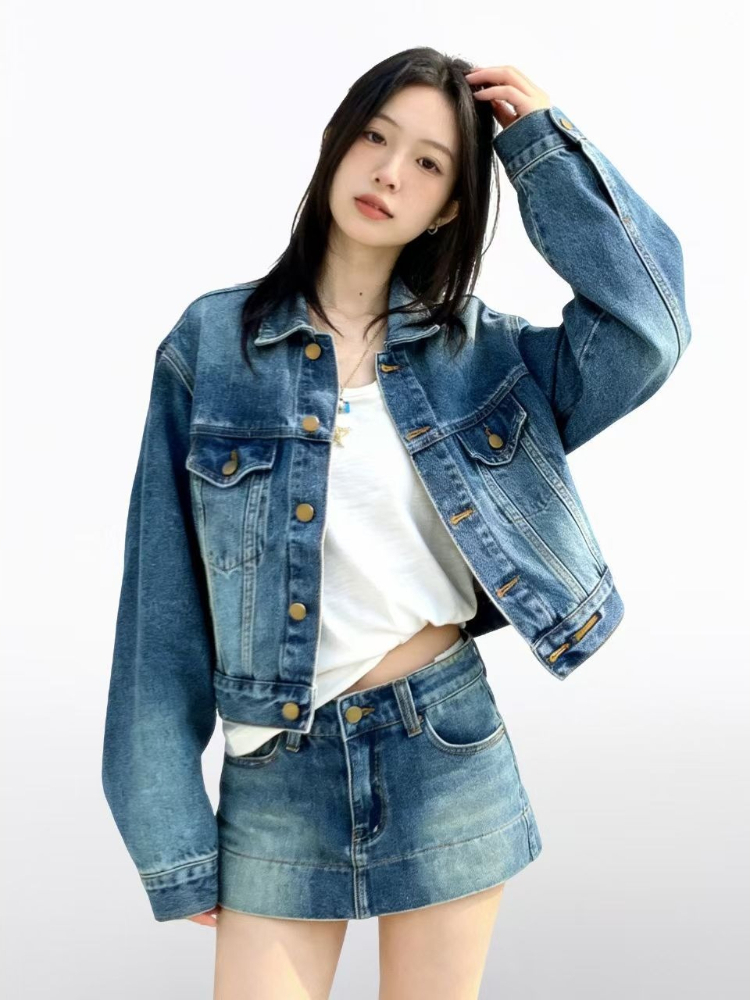 女性用アメリカンヴィンテージ2ピースデニムセット Y2Kデニ - Vintage Fashion Retro Outfit のレビューと価格
