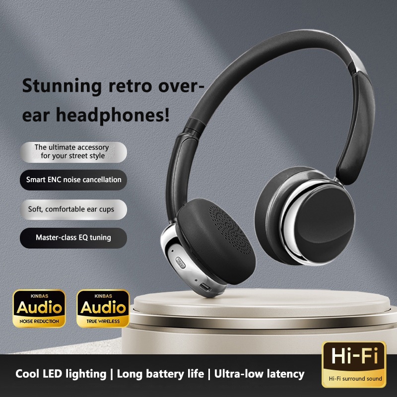 レトロなデザインのワイヤレスBluetoothオーバーイヤー - Vintage Fashion Video のレビューと価格