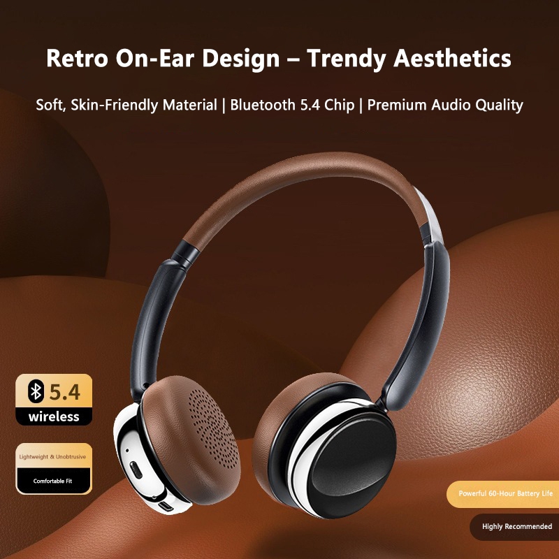 レトロなデザインのワイヤレスBluetoothオーバーイヤー - Vintage Fashion Video のレビューと価格
