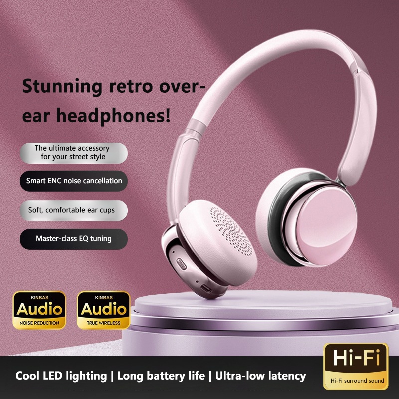 レトロなデザインのワイヤレスBluetoothオーバーイヤー - Vintage Fashion Video のレビューと価格