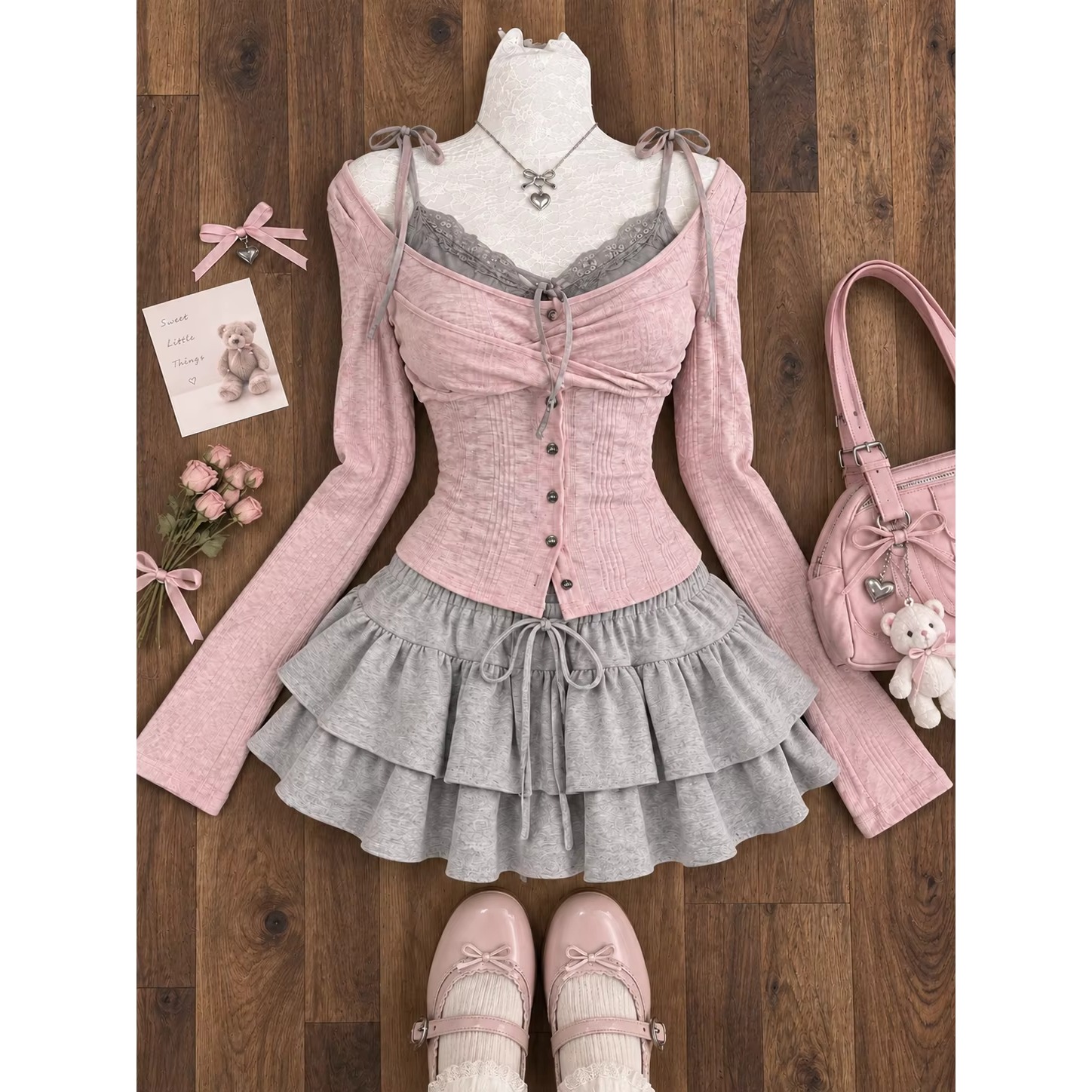 韓国ファッション、2点セットのスカート、レディース、カジュア - Vintage Fashion Retro Outfit のレビューと価格