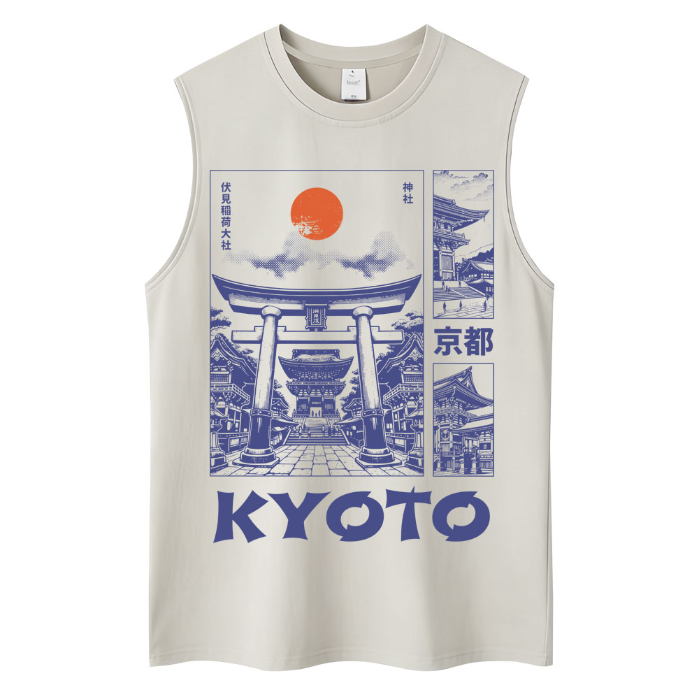 和風京都グラフィックタンクトップ男性女性ファッションヴィンテ - Vintage Fashion Kyoto のレビューと価格