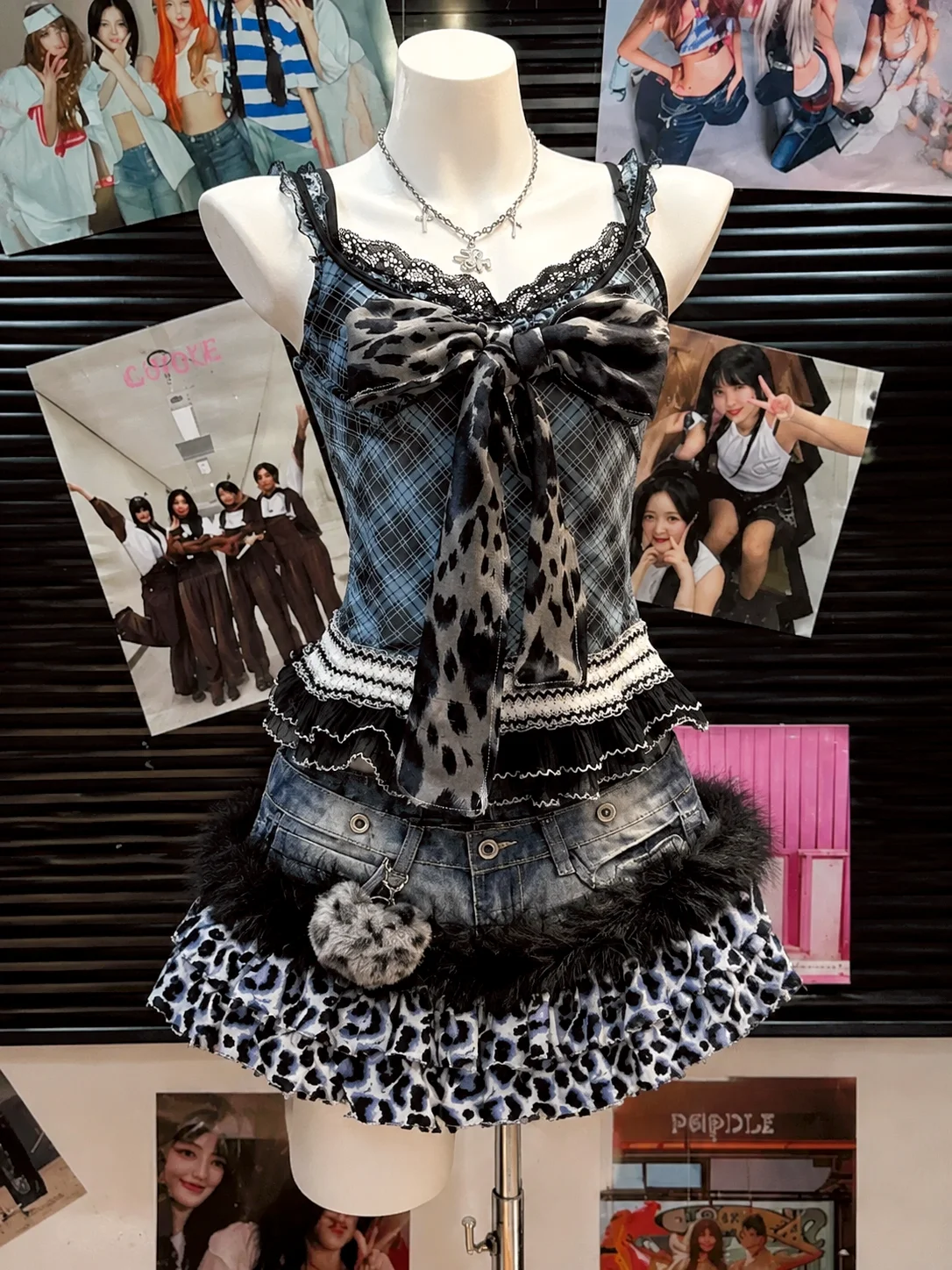 レディース パンク サブカルチャー Y2K 2点セット クロ - Vintage Fashion Retro Outfit のレビューと価格