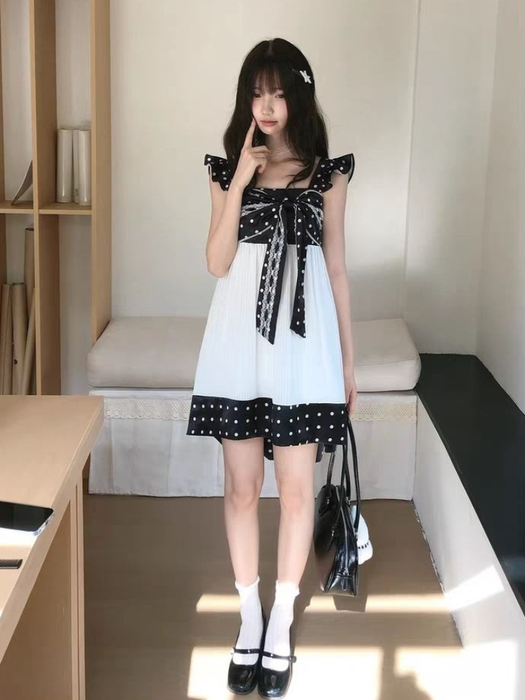 日本のヴィンテージ甘いリボンデザインミニドレス女性シックな  - Vintage Fashion Retro Outfit のレビューと価格