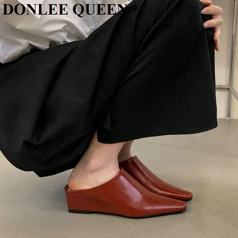 女性ファッションクローズトゥミュールスリッパ女性スクエアトゥ - Vintage Fashion Online のレビューと価格